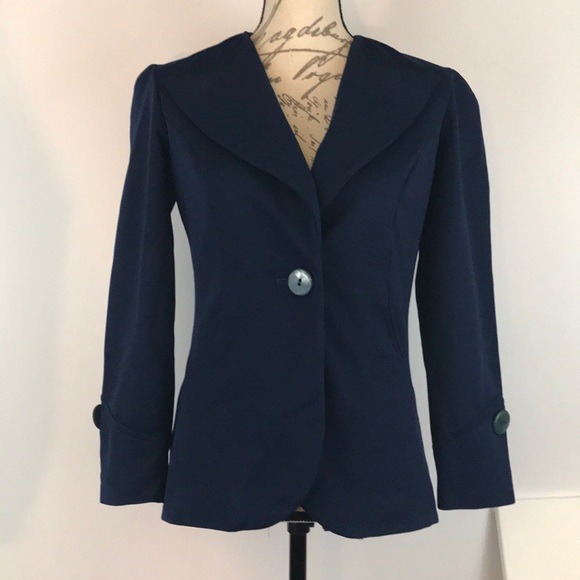 Vintage Sears JR .Baguar Navy Blue Blazer Jacket Size 9 - Picture 1 of 7